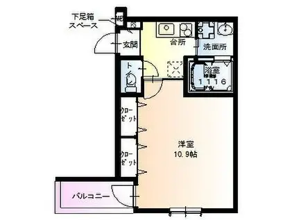 フジパレス立花駅東1番館(1K/1階)の間取り写真