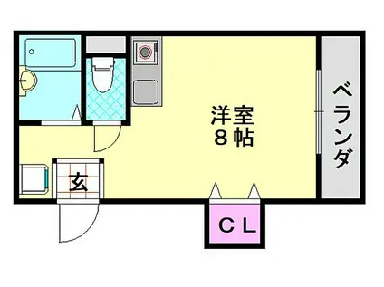 JR関西本線 平野駅(ＪＲ) 徒歩1分 5階建 築29年(ワンルーム/4階)の間取り写真