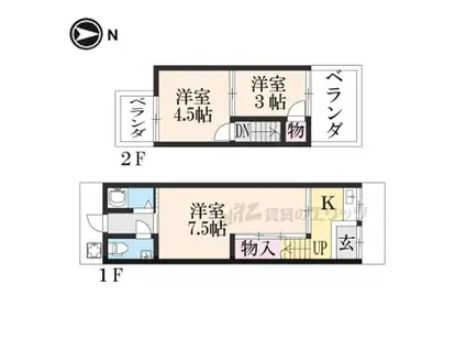 京福電気鉄道嵐山本線 車折神社駅 徒歩5分 2階建 築58年(3K)の間取り写真