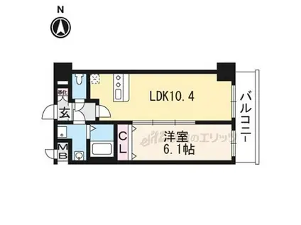 プレサンス京都四条烏丸響(1LDK/7階)の間取り写真