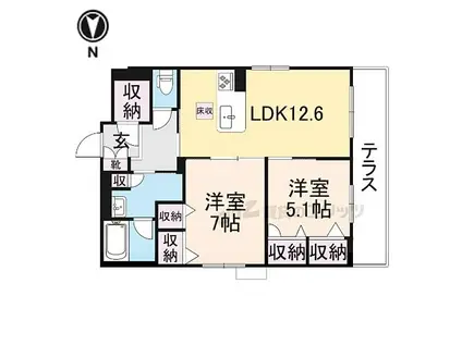 シャーメゾン壬生土居ノ内町(2LDK/1階)の間取り写真