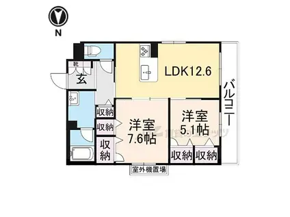 シャーメゾン壬生土居ノ内町(2LDK/2階)の間取り写真