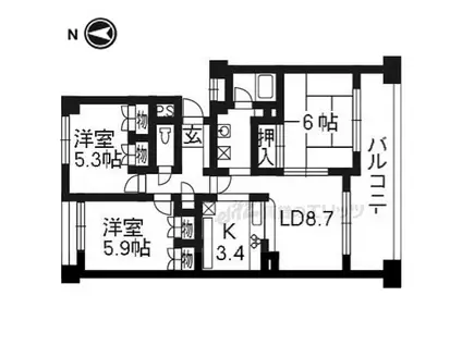 パインフィールド洛西(3LDK/3階)の間取り写真