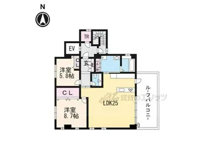 CUBE上堀川ビル(2LDK/4階)の間取り写真