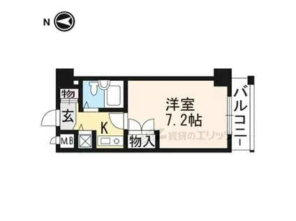 京都市営烏丸線 鞍馬口駅 徒歩10分 11階建 築33年(1K/8階)の間取り写真
