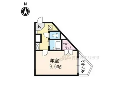 阪急京都本線 大宮駅(京都) 徒歩7分 5階建 築29年(1K/1階)の間取り写真