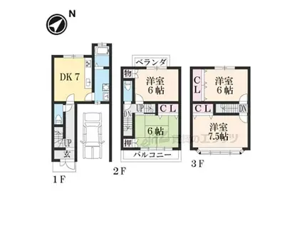 京都地下鉄東西線 石田駅(京都市営) 徒歩25分 3階建 築27年(4DK)の間取り写真