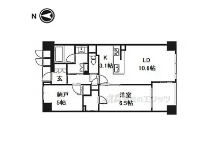 プレイズ御所南(1LDK/4階)の間取り写真