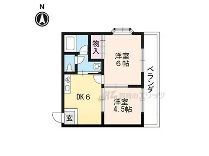 阪急京都本線 西京極駅 徒歩23分 3階建 築36年(2DK/1階)の間取り写真