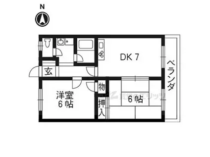ケイチョウマンション(2DK/1階)の間取り写真