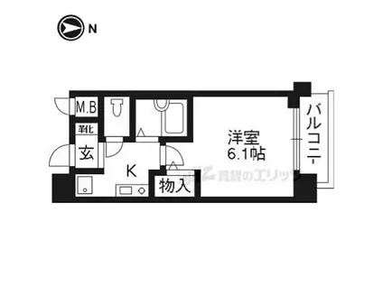 プレサンス京都四条烏丸(1K/4階)の間取り写真