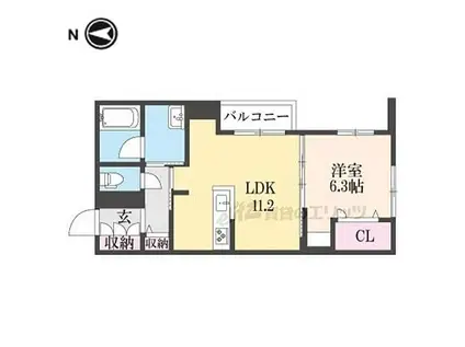  シャーメゾン西七条(1LDK/3階)の間取り写真