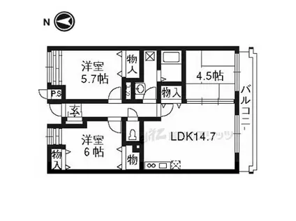 エスポワールKYO(3LDK/4階)の間取り写真