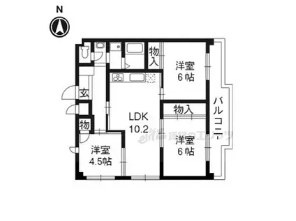ハイエステート中京(3DK/5階)の間取り写真