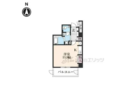 京福電気鉄道北野線 北野白梅町駅 徒歩15分 9階建 築21年(ワンルーム/8階)の間取り写真