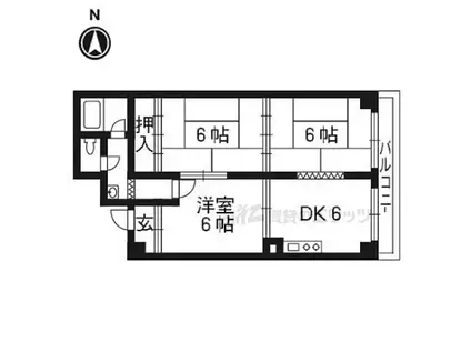 芦屋マンション(3DK/4階)の間取り写真