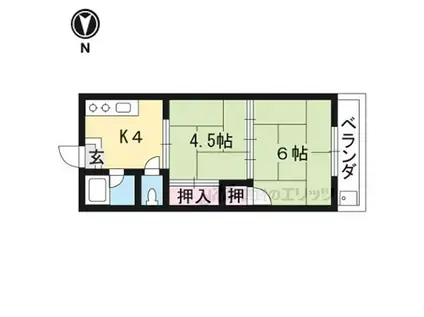 松扇荘II(2K/1階)の間取り写真