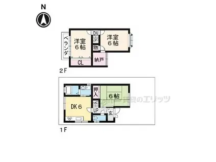 叡山電鉄叡山本線 一乗寺駅 徒歩12分 2階建 築30年(3DK)の間取り写真