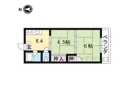 松扇荘II(2K/2階)の間取り写真