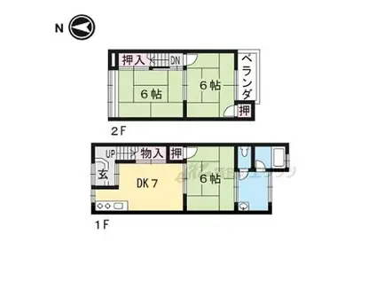 京福電気鉄道北野線 北野白梅町駅 徒歩12分 2階建 築62年(3DK)の間取り写真