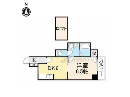 スカイロード太秦(1DK/6階)の間取り写真