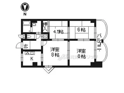 京都市営烏丸線 四条駅(京都市営) 徒歩3分 9階建 築39年(2LDK/9階)の間取り写真