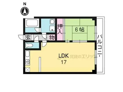 阪急京都本線 西京極駅 徒歩12分 6階建 築32年(1LDK/4階)の間取り写真