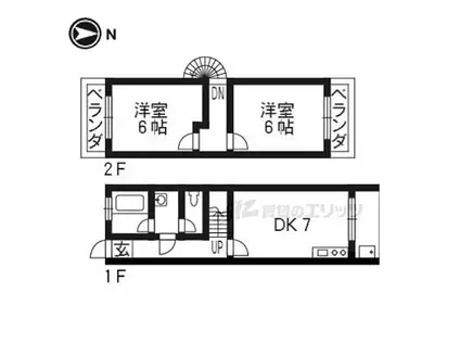 阪急京都本線 桂駅 徒歩10分 2階建 築32年(2DK)の間取り写真