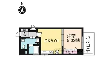 ORYZA三条西洞院(1LDK/7階)の間取り写真