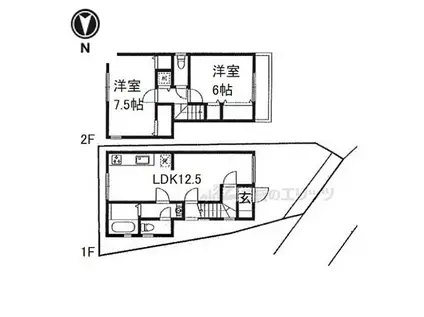 阪急嵐山線 松尾大社駅 徒歩23分 2階建 築20年(2LDK)の間取り写真