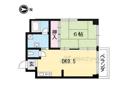 葵マンション(1LDK/4階)の間取り写真