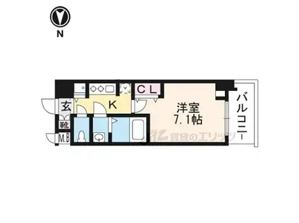 JR東海道・山陽本線 京都駅 徒歩8分 7階建 築9年(1K/7階)の間取り写真
