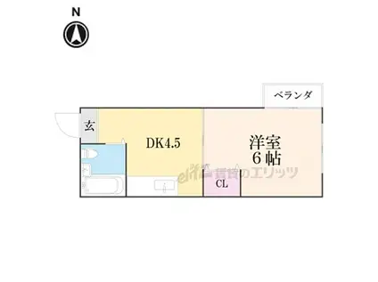 阪急京都本線 烏丸駅 徒歩5分 6階建 築39年(1K/5階)の間取り写真