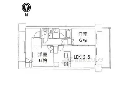 京都市営烏丸線 烏丸御池駅 徒歩4分 11階建 築9年(2LDK/8階)の間取り写真