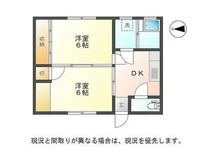 鯵潟第一アパート(2DK/2階)の間取り写真