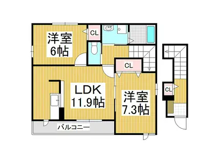 JR大糸線 豊科駅 徒歩10分 2階建 築15年(2LDK/2階)の間取り写真