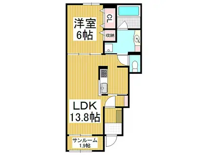 JR大糸線 穂高駅 徒歩11分 2階建 築6年(1LDK/1階)の間取り写真