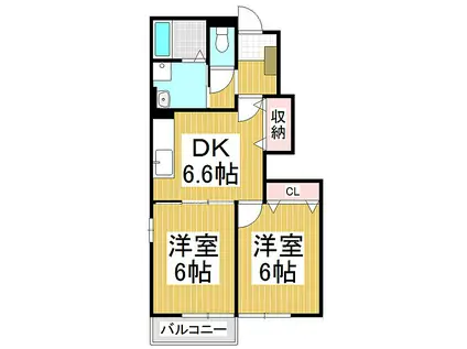 JR大糸線 豊科駅 徒歩32分 2階建 築20年(2DK/1階)の間取り写真