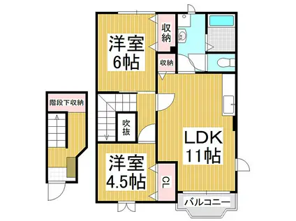 JR大糸線 中萱駅 徒歩19分 2階建 築20年(2LDK/2階)の間取り写真