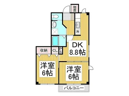 ラピスA(2DK/1階)の間取り写真