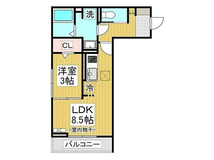 JR信越本線 長野駅(ＪＲ・しなの) 徒歩6分 3階建 築1年(1LDK/1階)の間取り写真
