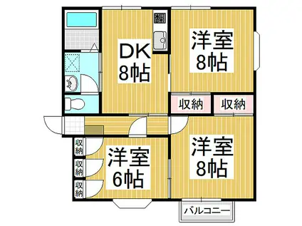 シャンポール本郷 E棟(3DK/2階)の間取り写真