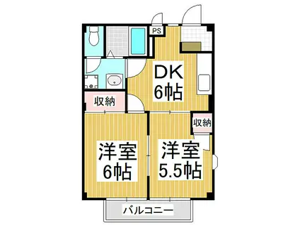 ドメスティックA(2DK/1階)の間取り写真