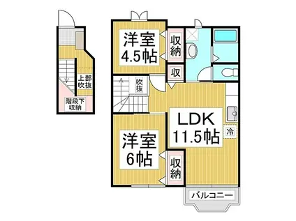 JR飯山線 信濃浅野駅 徒歩13分 2階建 築26年(2LDK/2階)の間取り写真