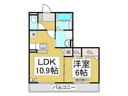 ラ・シャストIII(1LDK/2階)の間取り写真