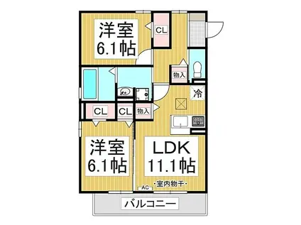セジュールIMACHI(2LDK/1階)の間取り写真