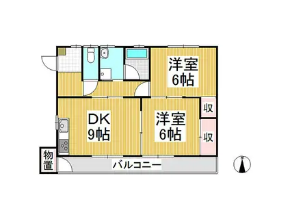 ディアスさくらII(2DK/2階)の間取り写真