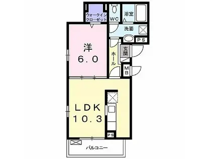 JR信越本線 長野駅(ＪＲ・しなの) バス乗車時間：16分 母袋バス停で下車 徒歩5分 3階建 築5年(1LDK/3階)の間取り写真