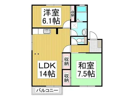 アートフレグランス(2LDK/1階)の間取り写真