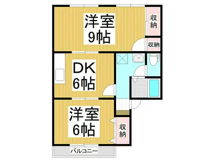 ヴィラ岡村東館(2DK/2階)の間取り写真